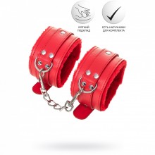 Поножи с подкладкой из искусственного меха «Ankle cuffs Anonymo 0155», цвет красный, ToyFa 310155, длина 27 см., со скидкой