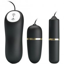 Вибропуля и виброяйцо с электростимуляцией «Pretty Love Double Vibro-Bullets», цвет черный, Baile BI-014878, из материала Пластик АБС, длина 7.8 см., со скидкой
