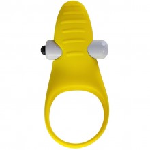 Желтое эрекционное виброкольцо «Banana Ring» с ребристым язычком, Vupi Dupi Devi VD-106, длина 8.8 см., со скидкой