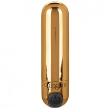 Вибропуля для стимуляции эрогенных зон «Rechargeable Hideaway Bullet Gold» в чехле для хранения, цвет золотой, California Exotic Novelties SE-0062-45-2, бренд CalExotics, длина 7.5 см.
