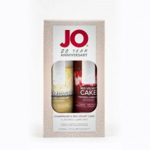 Лимитированый набор съедобных лубрикантов «Champagne + Red Velvet Cake», 2 х 60 мл, System JO JO33505, из материала Водная основа, 120 мл., со скидкой