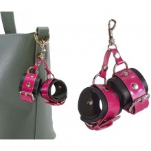 Черно-розовый брелок-наручники, Sitabella 3077-140, из материала Кожа