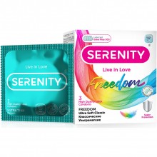 Классические ультрамягкие презервативы «Freedom Ultra Soft», 3 шт, Serenity 6949402825726, длина 18 см.