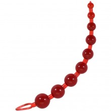 Анальные шарики «Beads of Pleasure» с ручкой, красный, рабочая длина 23 см, Eroticon 31026, длина 26 см., со скидкой