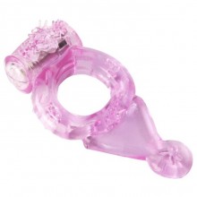 Изящное эрекционное виброкольцо «ToyFa» с хвостом, цвет розовый, ToyFa 818038-3, диаметр 2 см., со скидкой