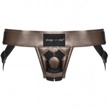 Бронзовый пояс для страпона «Leather Curious Harness», Strap-On-Me 6016053, цвет Бронза