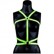 Портупея люминесцентная «Body Harness - Glow in the Dark», цвет зеленый, Shots Media OU739GLOSM, из материала Экокожа, S/M