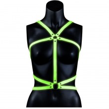 Люминесцентная портупея «Body Harness - Glow in the Dark», цвет зеленый, размер L/XL, Shots Media OU739GLOLXL, из материала Экокожа, коллекция Ouch!