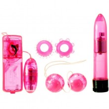 Розовый вибронабор «Classic Crystal Couples», Me You Us 2K212CPR-BX, из материала Пластик АБС, длина 11 см., со скидкой