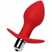 Анальная вибровтулка «Glam» с ограничителем, цвет красный, материал силикон, ToyFa 358002, длина 9.7 см., со скидкой
