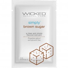Гель-лубрикант со вкусом коричневого сахара Wicked Simply Aqua Brown Sugar 3 мл, из материала Водная основа, 3 мл., со скидкой