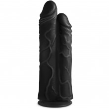 Большой двойной фаллоимитатор «Master Cock Double Stuffer 10 Double Pecker Dildo», цвет черный, XR Brands XRAG773-Black, из материала ПВХ, длина 27 см.