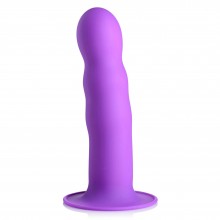 Мягкий гибкий волнистый фаллоимитатор «Squeeze-It Wavy Dildo», цвет фиолетовый, XR Brands XRAG328-Purple, из материала Силикон, длина 18.3 см.