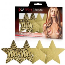 Золотые пэстисы-звезды однотонные и с рисунком «Glam-o-rama», бренд EroticFantasy, из материала ПВХ, One Size (Р 42-48)