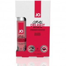 Лубрикант для оральных ласк «Oral Delight Strawberry Sensation», клубничный вкус, объем 30 мл, бренд System JO, из материала Водная основа, 30 мл.