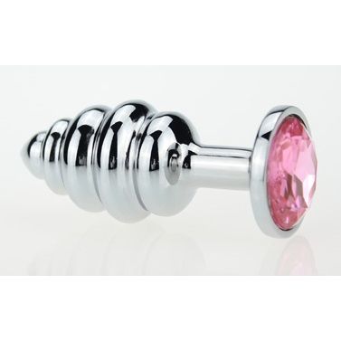 Металлическая анальная пробка с розовым стразом, Luxurious Tail 47149, цвет Серебристый, длина 7.5 см.
