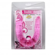 Двухголовый фаллоимитатор «Double Dong Dolphin» от Baile, цвет розовый, BI-040001PK, из материала TPR, длина 26.3 см.