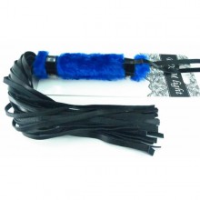 Плеть из лака с мехом «BDSM Light», цвет синий, БДСМ Арсенал 740003ars, длина 43 см.