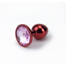 Классическая анальная пробка с розовым стразом, цвет красный, 4Sexdream 47414-MM, коллекция Anal Jewelry Plug, длина 7.1 см.
