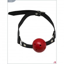 Кляп-шарик на кожаных ремешках, цвет красный, Подиум Р43а, бренд Фетиш компани, со скидкой