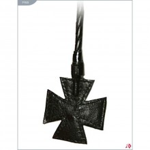 Кожаный витой стек с наконечником «крест», цвет черный, Подиум Р190б