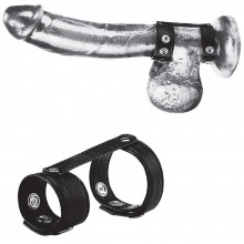 Кольцо на пенис «Duo Snap Cock And Ball Ring», цвет черный, BlueLine BLM3047, из материала ПВХ