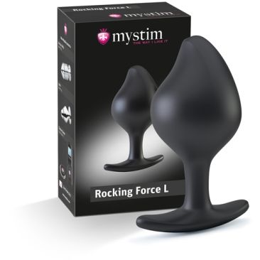 Втулка с электростимуляцией «Buttplug Rocking Force L» от компании Mystim, цвет черный, 46271, длина 10.5 см., со скидкой