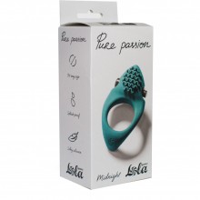 Эрекционное кольцо с узким клиторальным вибростимулятором и рельефом в виде волн «Midnight» из коллекции Pure Passion, цвет бирюзовый, Lola Toys 1300-03lola, бренд Lola Games, коллекция Pure Passion by Lola, длина 8 см.