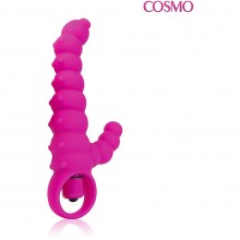 Женский красивый вибратор со стимулятором клитора, цвет розовый, CSM-23050, из материала Силикон, коллекция Cosmo, длина 11.5 см.