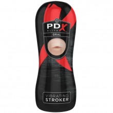 Мастурбатор-ротик в тубе с вибрацией PDX «Elite Vibrating Oral Stroker», цвет черный, PipeDream RD523, длина 16.5 см., со скидкой