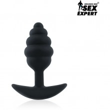 Втулка анальная оригинальный формы для ношения из силикона, цвет черный, Sex Expert SEM-55196, длина 9 см., со скидкой