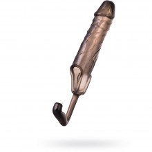 Увеличивающая член насадка «Toyfa XLover» с анальным стимулятором, цвет серый, 748027, из материала TPE, длина 22 см.