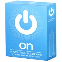 Презервативы «ON Natural feeling №3» - классические от известного производителя контрацепции, упаковка 3 шт, 377, бренд R&S Consumer Goods GmbH, длина 18.5 см.