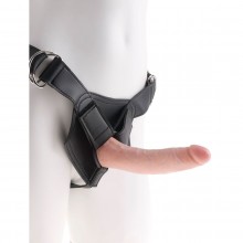 Страпон на виниловых трусиках «Strap-on Harness Cock» из коллекции King Cock от PipeDream, цвет телесный, максимальный диаметр 4.1 см, PD5622-21, длина 17.8 см.