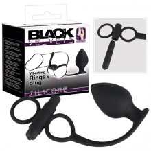 Анальная втулка «Black Velvets» с виброкольцами для пениса от компании You 2 Toys, цвет черный, 5885800000, длина 9.5 см., со скидкой