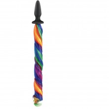 Анальная пробка с радужным хвостом «Unicorn Tails - Rainbow» от компании NS Novelties, цвет черный, NSN-0509-29, длина 32 см., со скидкой