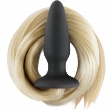 Анальная пробка с хвостом блонд «Filly Tails - Palomino» от компании NS Novelties, цвет черный, NSN-0510-21, длина 48.5 см., со скидкой