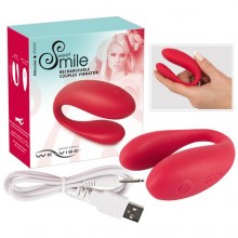 Перезаряжаемый вибратор для пар «Sweet Smile» от компании We-Vibe, цвет красный, 5900530000, из материала Силикон, длина 18 см.