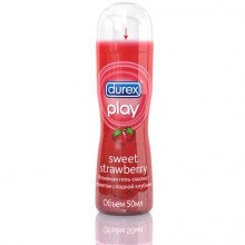 Любрикант Durex «PLAY Sweet Strawberry» с ароматом клубники, объем 50 мл, Durex Sweet Strawberry, из материала Водная основа, 50 мл.