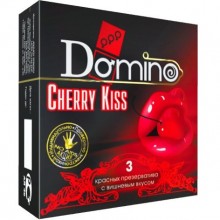 Ароматизированные презервативы «DOMINO Cherry Kiss», упаковка 3 шт, LX1443, из материала Латекс, цвет Красный