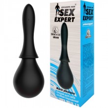 Анальный душ с гладкой тонкой насадкой от компании Sex Expert, цвет черный, sem-55128, из материала Силикон, со скидкой