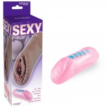 Мастурбатор вагина с внутренними бусинами «Sexy Pussy With Beads Tube», цвет розовый, Erokay ek-2301-pnk, из материала TPE, длина 16 см., со скидкой