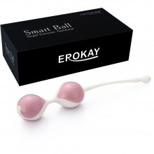 Шарики вагинальные со смещенным центром и на силиконовой сцепке от компании Erokay, цвет розовый, ek-1703, диаметр 3.4 см.