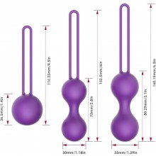 Набор из 3 вагинальных шариков на силиконовой сцепке от компании Erokay, цвет фиолетовый, ek-1704, длина 16 см.