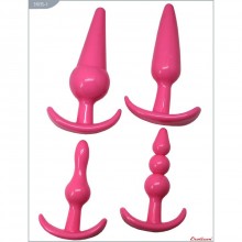 Набор анальных пробок для ношения от компании Eroticon, цвет розовый, 31035-1, из материала TPE