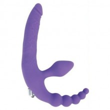 Анатомический страпон с вибрацией и анальным стимулятором от Sweet Toys, цвет фиолетовый, st-40185-5, длина 15 см.