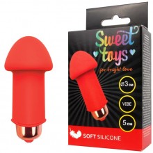 Женский мини вибратор для клитора со съемной вибропулей от компании Sweet Toys, цвет красный, st-40121-3, из материала Силикон, длина 5 см., со скидкой