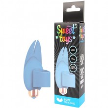 Вибронасадка на палец со съемной вибропулей от компании Sweet Toys, цвет голубой, st-40130-12, из материала Силикон, длина 8 см., со скидкой