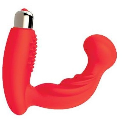 Универсальный массажер с ребристой поверхностью от компании Sweet Toys, цвет красный, st-40138-3, длина 9 см.