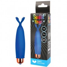 Миниатюрный женский вибростимулятор с усиками и съемной вибропулей от компании Sweet Toys, цвет синий, st-40126-2, длина 10 см.